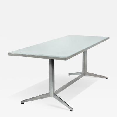 Ward Bennett Frosted Glass and Aluminum Dining Table Desk 1960