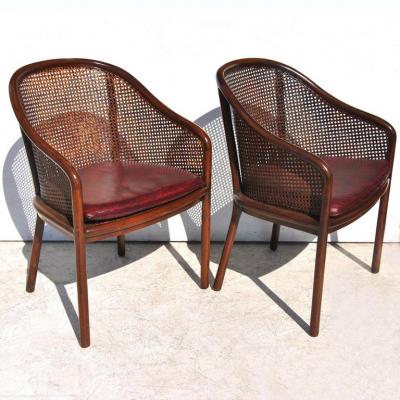 Ward Bennett One Midcentury Ward Bennett Landmark Cane Armchair for Brickel and Associates