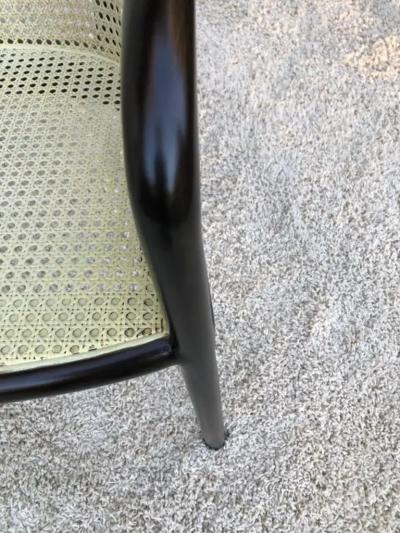 Ward Bennett Pair Ward Bennet Cane Lacquered Bentwood Walnut Chairs