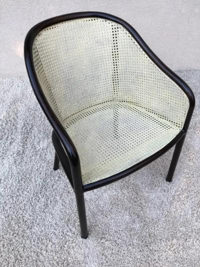 Ward Bennett Pair Ward Bennet Cane Lacquered Bentwood Walnut Chairs