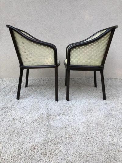 Ward Bennett Pair Ward Bennet Cane Lacquered Bentwood Walnut Chairs
