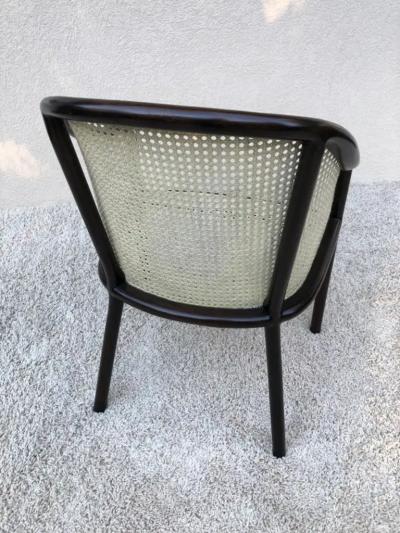 Ward Bennett Pair Ward Bennet Cane Lacquered Bentwood Walnut Chairs
