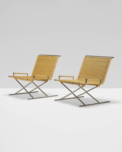 Ward Bennett Pair of Sled Lounge Chairs c 1966