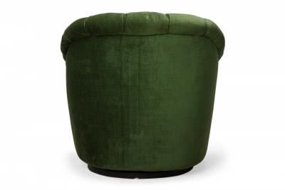Ward Bennett Ward Bennett AmericanGreen Button Tufted Swivel Tub Lounge Armchair