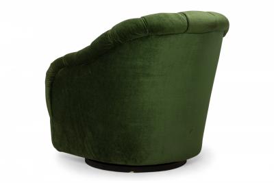 Ward Bennett Ward Bennett AmericanGreen Button Tufted Swivel Tub Lounge Armchair