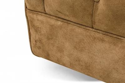 Ward Bennett Ward Bennett AmericanLight Brown Tufted Velvet Tub Lounge Chair and Ottoman