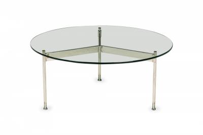 Ward Bennett Ward Bennett Circular Glass and Chrome Plated Steel Coffee Table