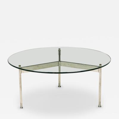 Ward Bennett Ward Bennett Circular Glass and Chrome Plated Steel Coffee Table