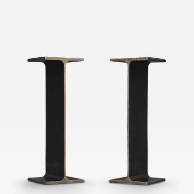 Ward Bennett Ward Bennett Inspired Pair Enameled Steel I Beam Console Tables or Pedestals