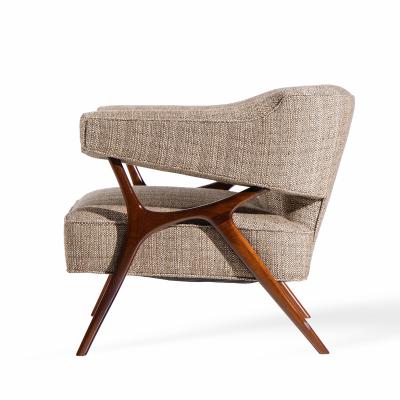 Ward Bennett Ward Bennett Mid Century Sculptural Walnut Lounge Chairs Pair