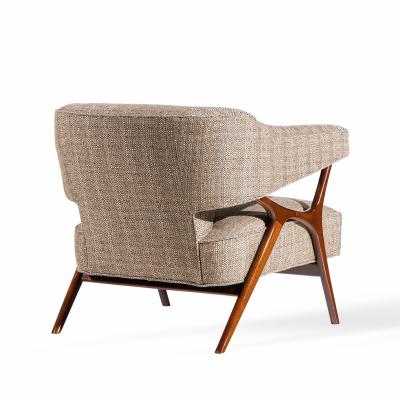 Ward Bennett Ward Bennett Mid Century Sculptural Walnut Lounge Chairs Pair