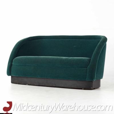 Ward Bennett Ward Bennett Style Mid Century Green Velvet Sofa Settee