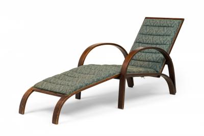 Ward Bennett Ward Bennett for Brickel Associates Steam Bent Ash and Blue Chaise Lounge