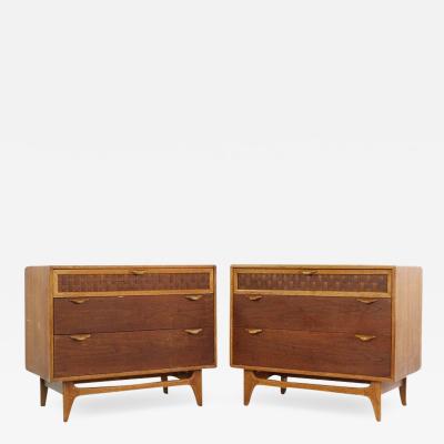 Warren Church Warren Church for Lane Perception Walnut Nightstand Dresser Chests Pair