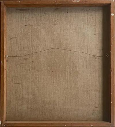 Warren Fischer 1973 Figurative Abstract Oil Painting by Warren Fischer Signed