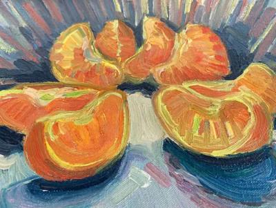 Warren Fischer Vintage Warren Fischer Still Life Abstract Oil Painting Figurative