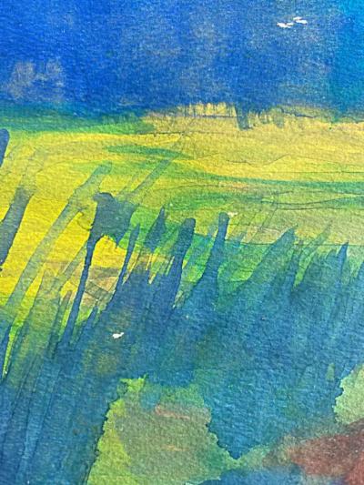 Warren Fischer Warren Fischer Watercolor Landscape Painting Signed and Dated 1962