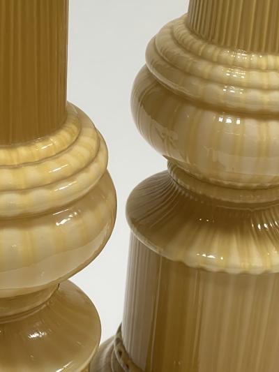 Warren Kessler Pair Murano Butterscotch glass Hand blown Columnar form Lamps