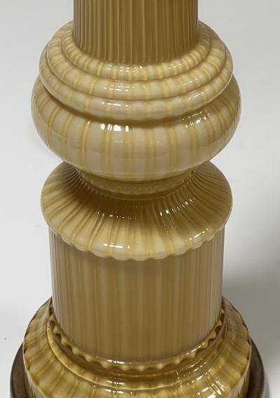 Warren Kessler Pair Murano Butterscotch glass Hand blown Columnar form Lamps