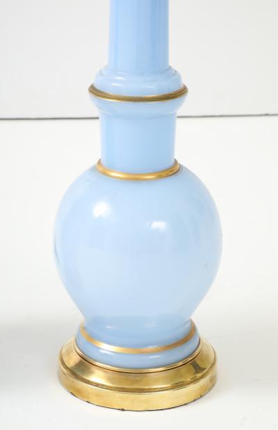 Warren Kessler Warren Kessler Blue Glass And Brass 1950s Table Lamps