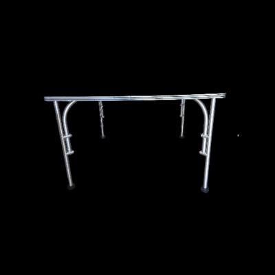Warren McArthur Corporation Warren McArthur Aluminum 42 Square Black Formica Table c 1938 Glass Top