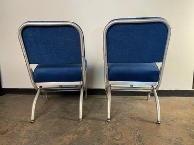 Warren McArthur Set of Four Warren McArthur Aluminum Blue Velvet chairs