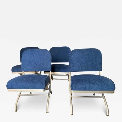 Warren McArthur Set of Four Warren McArthur Aluminum Blue Velvet chairs