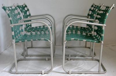 Warren McArthur Set of Four Warren McArthur Webbed Lounge Chairs circa 1938