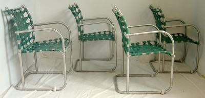 Warren McArthur Set of Four Warren McArthur Webbed Lounge Chairs circa 1938