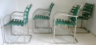 Warren McArthur Set of Four Warren McArthur Webbed Lounge Chairs circa 1938