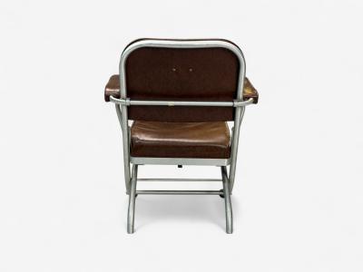 Warren McArthur Warren McArthur Brown Leather Aluminum Folding Chairs USA c 1935