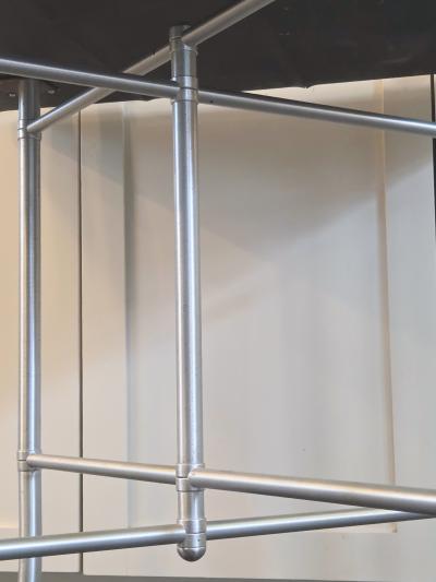 Warren McArthur Warren McArthur Furniture Corp Warren McArthur Aluminum Card Table 30 Formica Top Double X Base c 1938