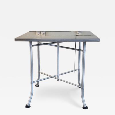 Warren McArthur Warren McArthur Furniture Corp Warren McArthur Aluminum Card Table 30 Formica Top Double X Base c 1938