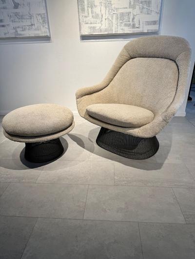 Warren Platner American Modern Bronze Frame Easy Lounge Chair and Ottoman 1966