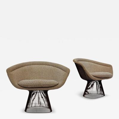 Warren Platner Mid Century Bronze Frame Warren Platner for Knoll Slipper Lounge Chairs