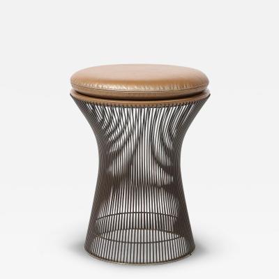 Warren Platner Mid Century Oil Rubbed Bronze Stool in Holly Hunt Leather by Warren Platner