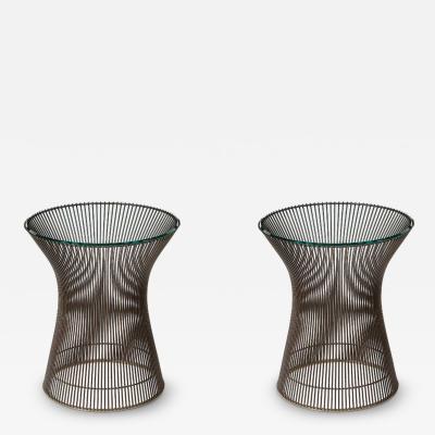 Warren Platner Pair of Mid Century Modernist Bronze Side Tables by Warren Platner