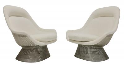 Warren Platner Pair of Warren Platner for Knoll Easy Chairs and Ottoman in Holly Hunt Boucle