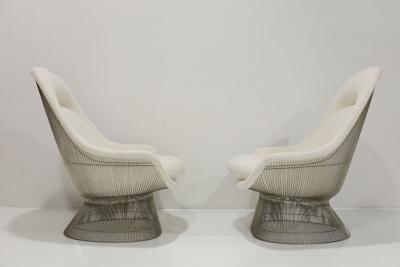 Warren Platner Pair of Warren Platner for Knoll Easy Chairs in Holly Hunt White Boucle