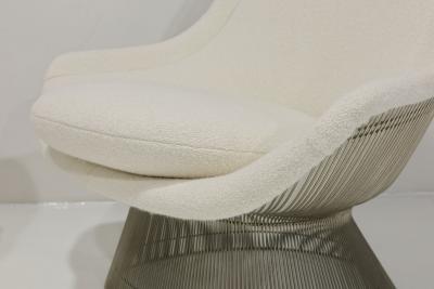 Warren Platner Pair of Warren Platner for Knoll Easy Chairs in Holly Hunt White Boucle