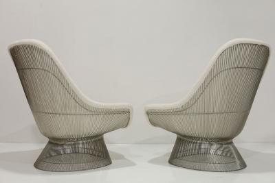 Warren Platner Pair of Warren Platner for Knoll Easy Chairs in Holly Hunt White Boucle