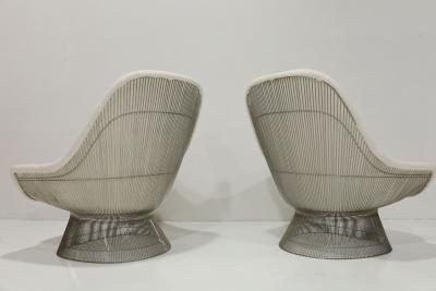 Warren Platner Pair of Warren Platner for Knoll Easy Chairs in Holly Hunt White Boucle