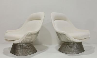 Warren Platner Pair of Warren Platner for Knoll Easy Chairs in Holly Hunt White Boucle