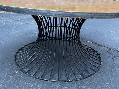 Warren Platner SIGNED MID CENTURY DECORATED METAL TOP WARREN PLATNER STYLE COFFEE TABLE