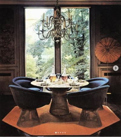 Warren Platner Warren Platner Lounge Chairs in Sapphire Velvet A Pair