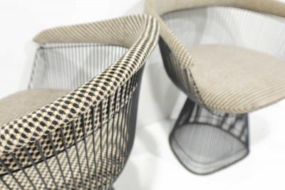 Warren Platner Warren Platner for Knoll Black Frame Dining Chairs in Kelly Wearstler Upholstery