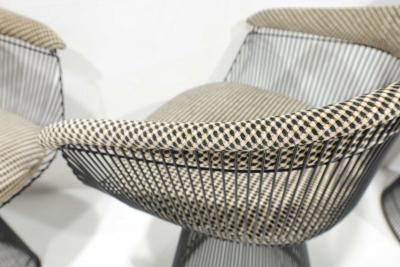 Warren Platner Warren Platner for Knoll Black Frame Dining Chairs in Kelly Wearstler Upholstery