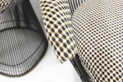 Warren Platner Warren Platner for Knoll Black Frame Dining Chairs in Kelly Wearstler Upholstery