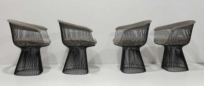 Warren Platner Warren Platner for Knoll Black Frame Dining Chairs in Kelly Wearstler Upholstery