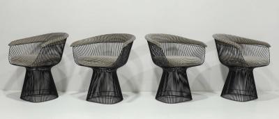 Warren Platner Warren Platner for Knoll Black Frame Dining Chairs in Kelly Wearstler Upholstery